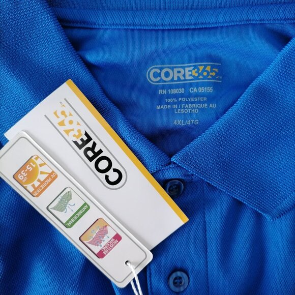 NWT Core Mens True Royal Blue UV Protection Moisture Wicking Polo Shirt Size 4XL - Picture 5 of 8